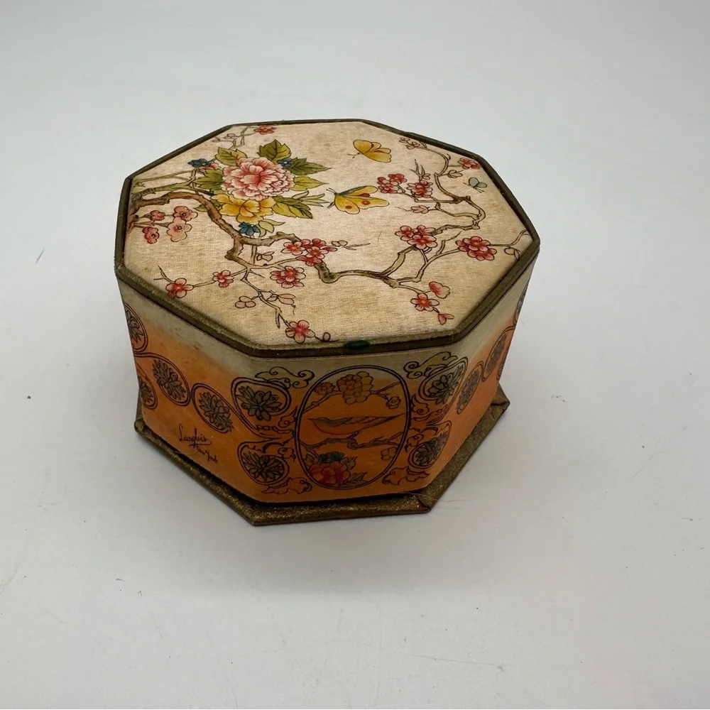 Shari Langlois New York Antique 1920's Powder Box Silk Powder Box Cherry